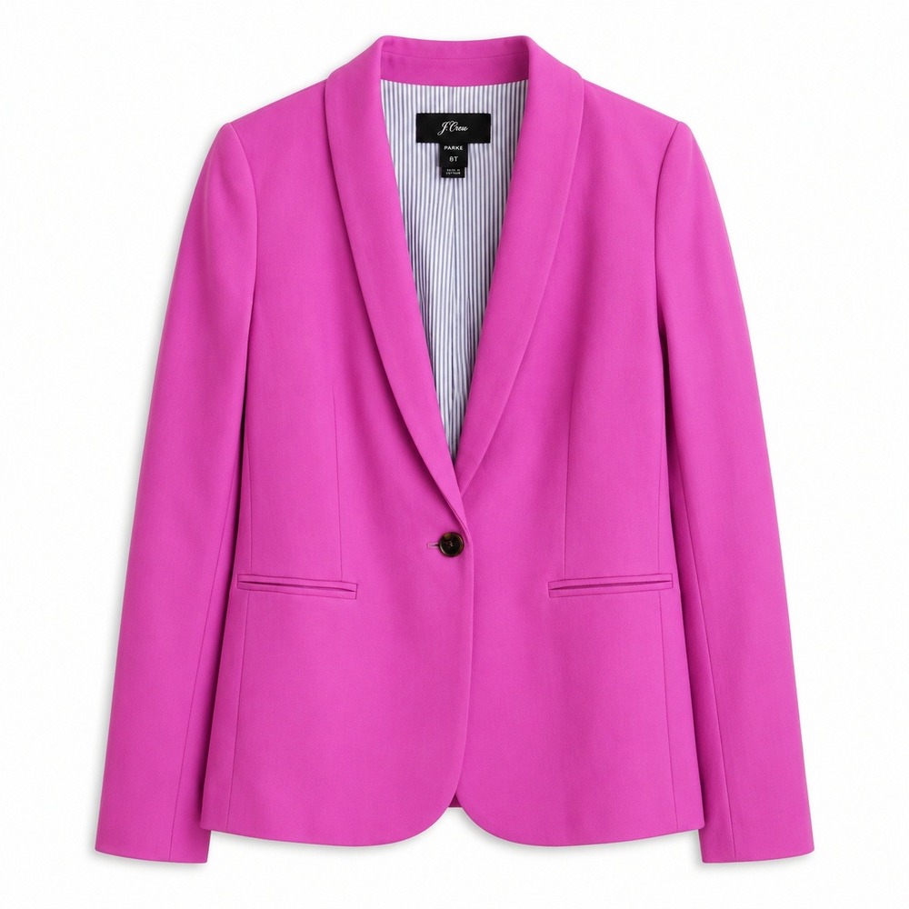 J.Crew Parke Blazer Womens 8T Pink Excellent Wool Blend Shawl Collar Jacket